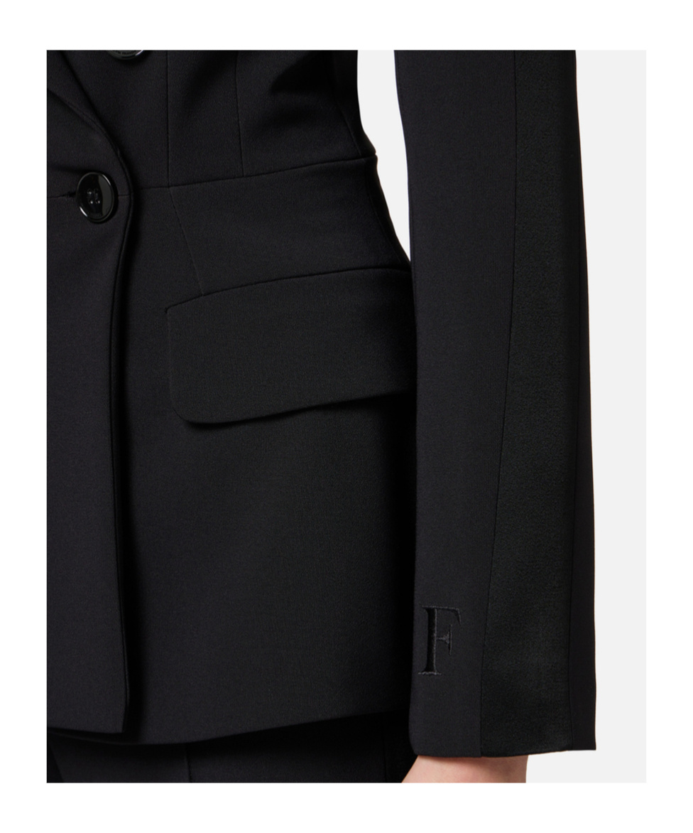 Elisabetta Franchi Satin Bands Blazer In Black