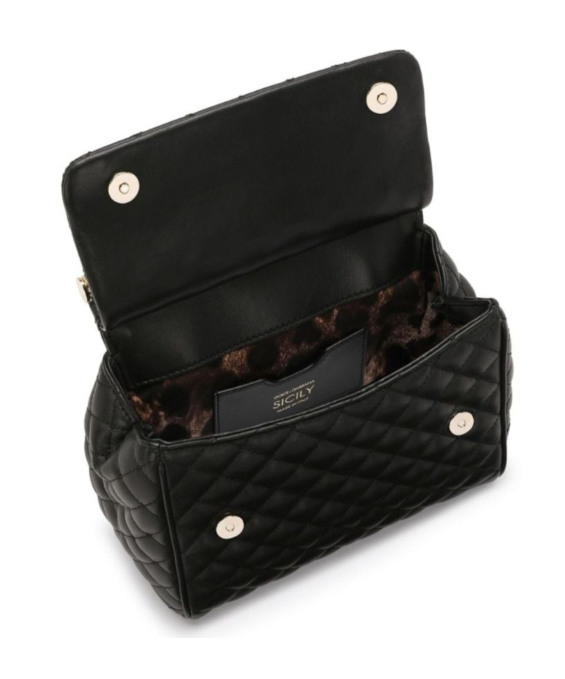 Dolce & Gabbana Sicily Quilted Handbag In Black