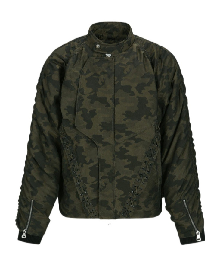 Andersson Bell Green Camouflage Lace-up Padded Jacket In Black