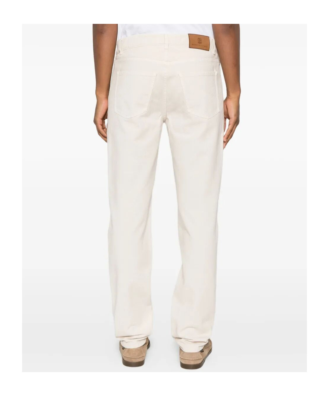Brunello Cucinelli Cotton Trousers With Belt Loops And Rolled Cuffs In White