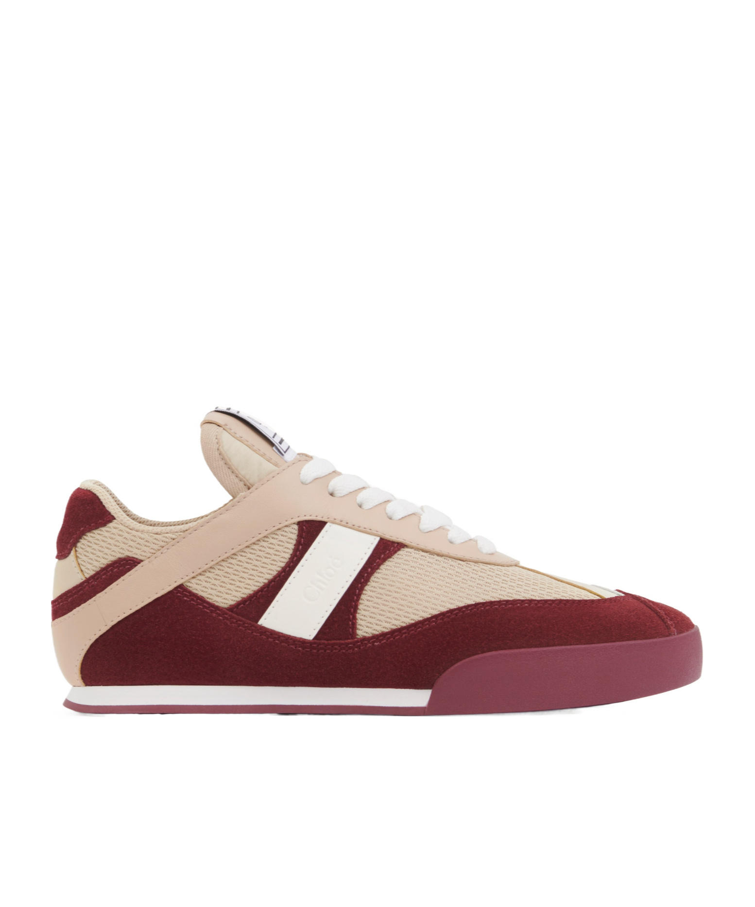 Chloé Kick Mixed Leather Retro Low-top Sneakers In Red