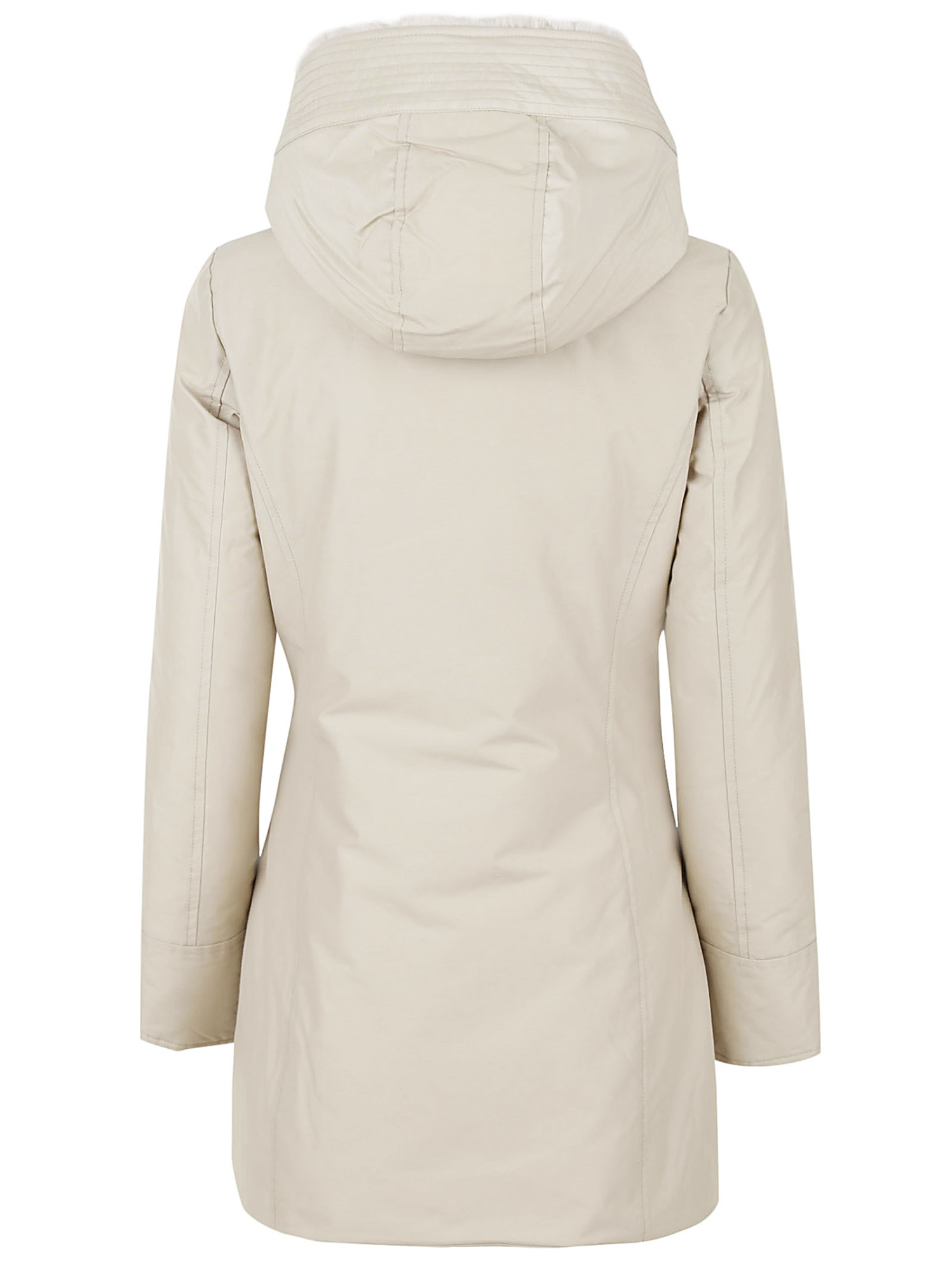 Woolrich Logo-patch Zip-up Padded Coat In Neutral