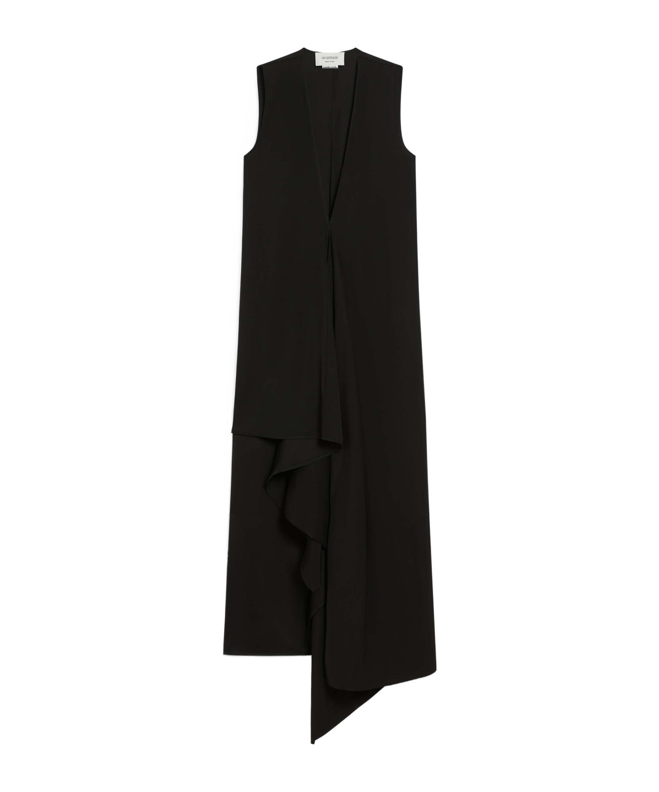 Sportmax Sport Max Long Asymmetrical Viscose Twill Dress In Black
