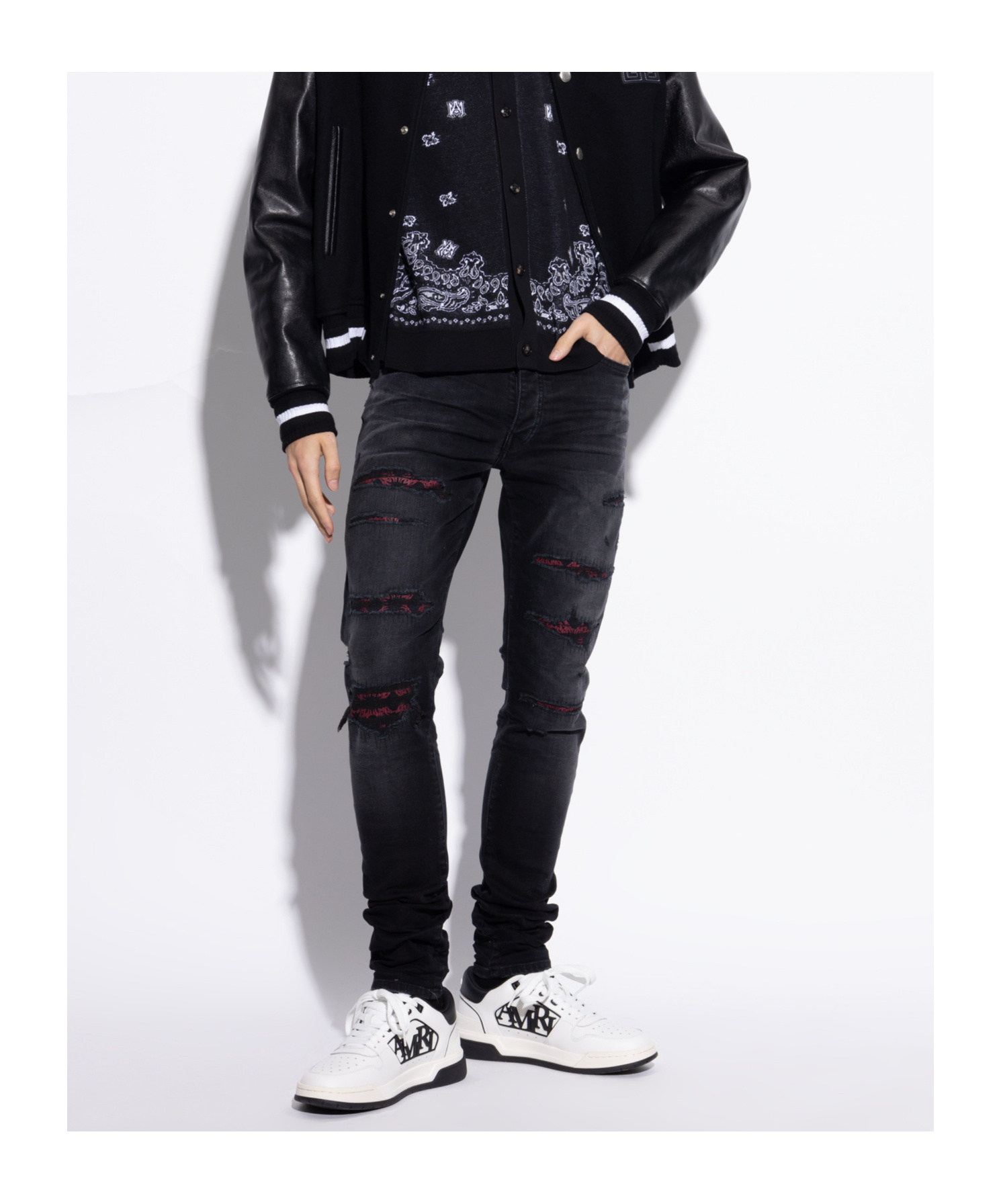 Amiri White Low Top Sneakers With Logo Patch On The Side And Contrasting Heel With Logo Lettering In Leath In White