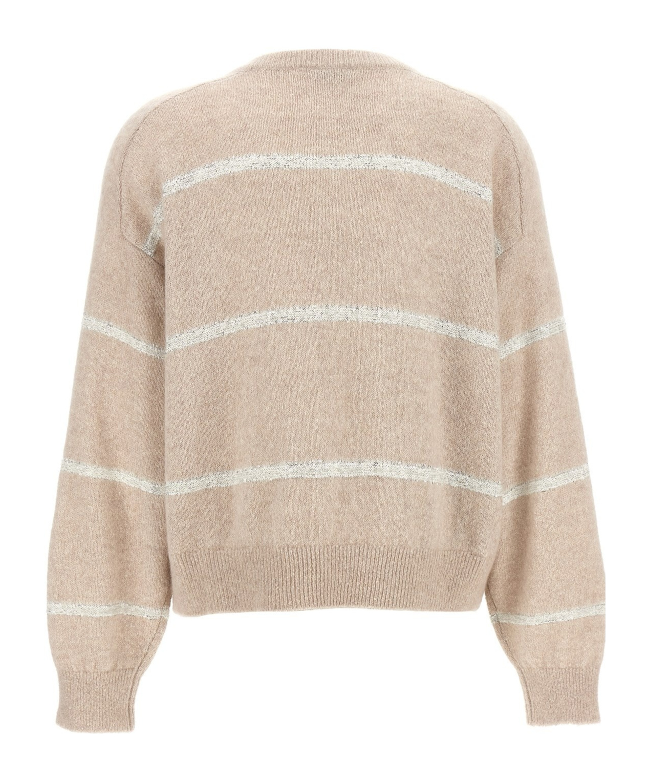 Brunello Cucinelli Striped Sequin-embellished Jumper In Nude