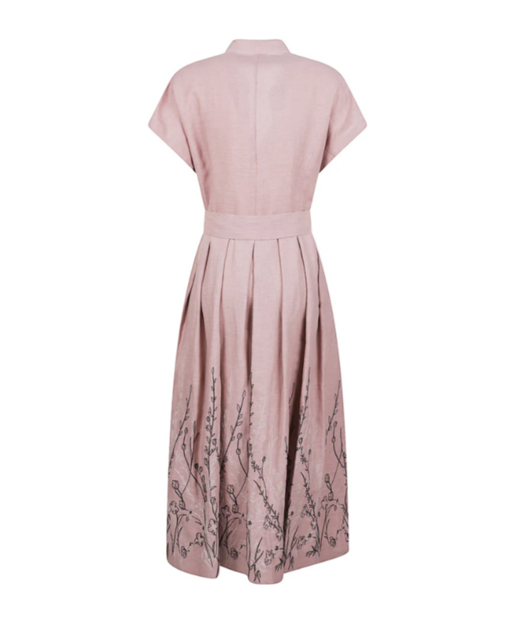 Eleventy Front Belt Dress In Brown