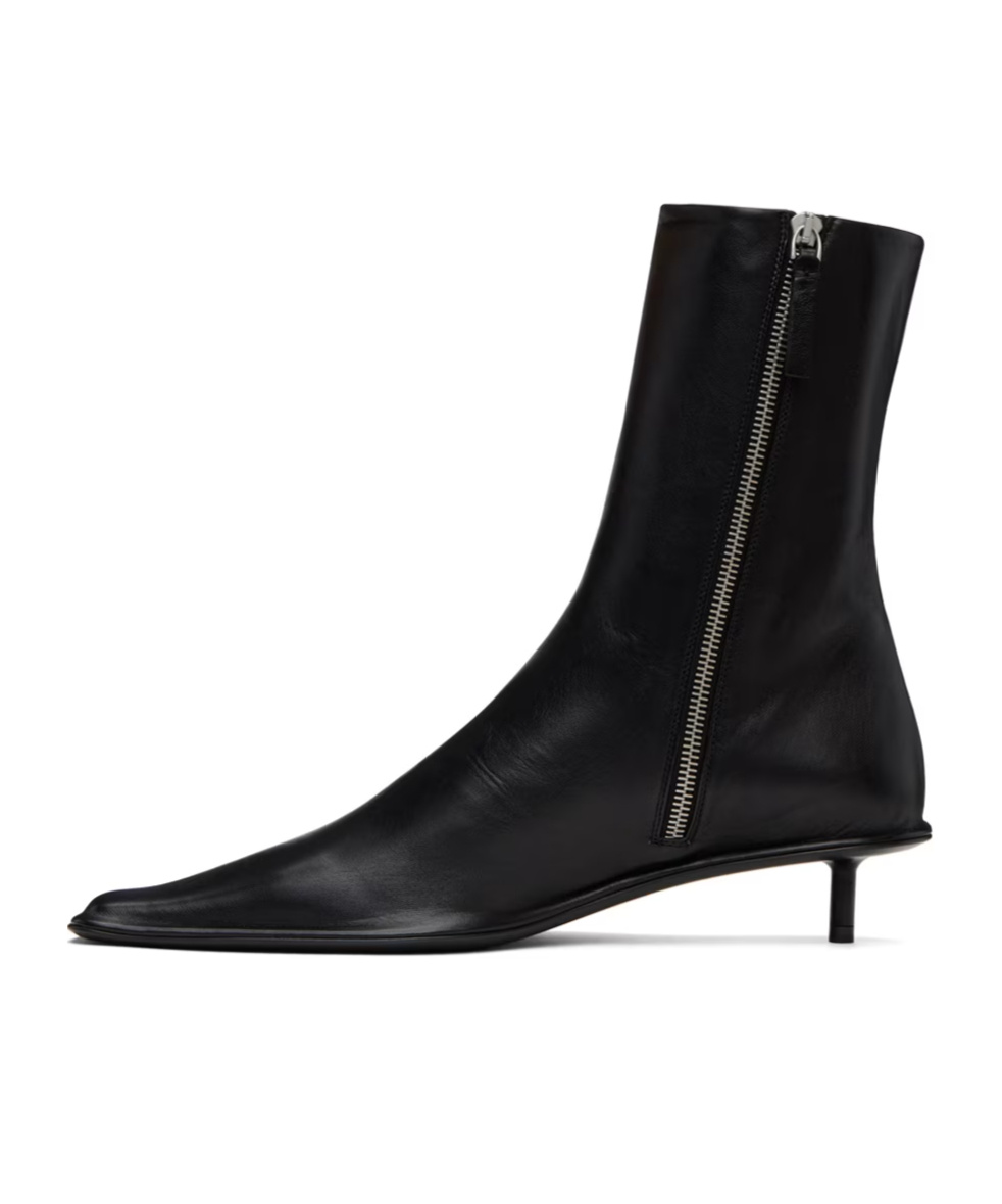 Jil Sander Black Square Toe Boots In Black