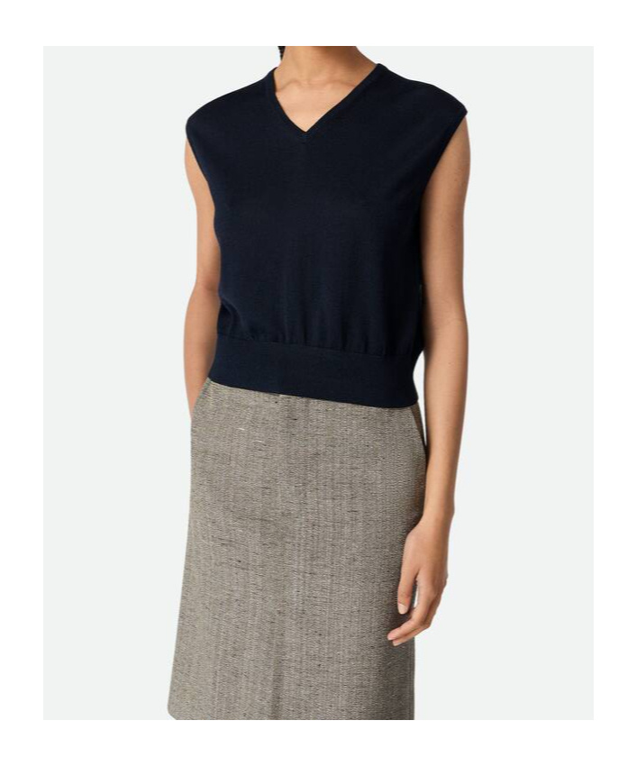 Bottega Veneta Twin-set In Misto Cotone Blu Notte  Donna In Blue