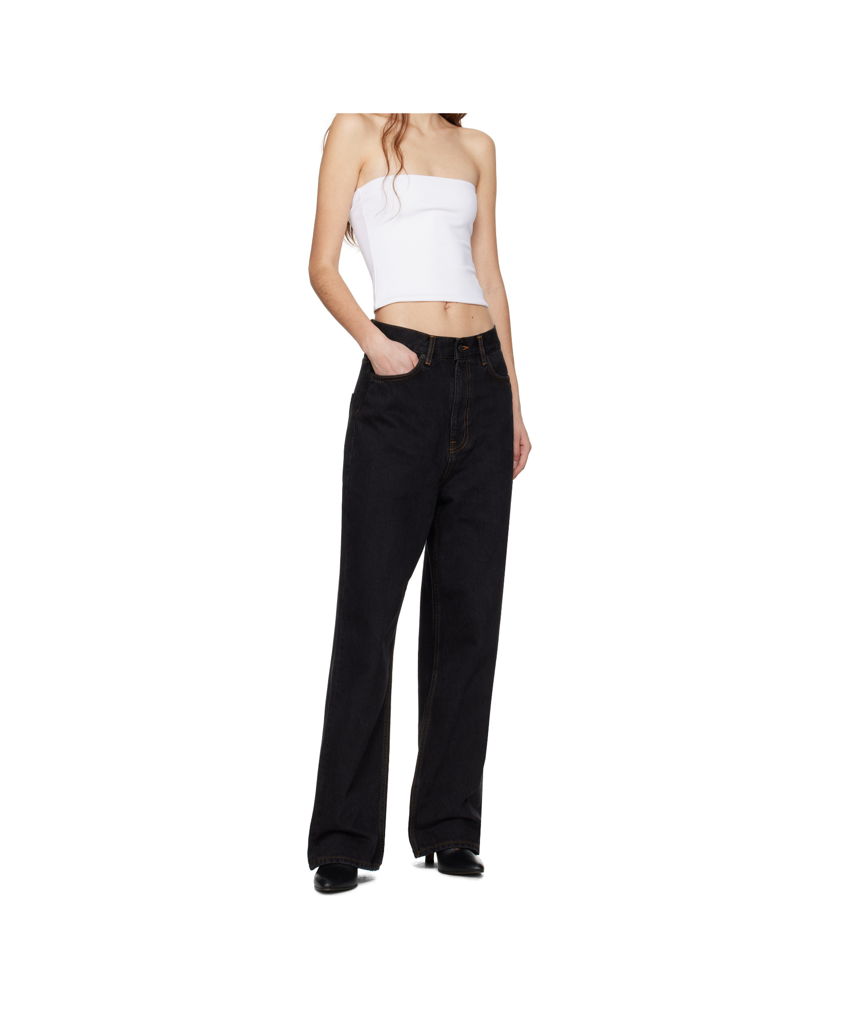 WARDROBE.NYC ELASTIC PLAIN KNITTED STRAPLESS TOP