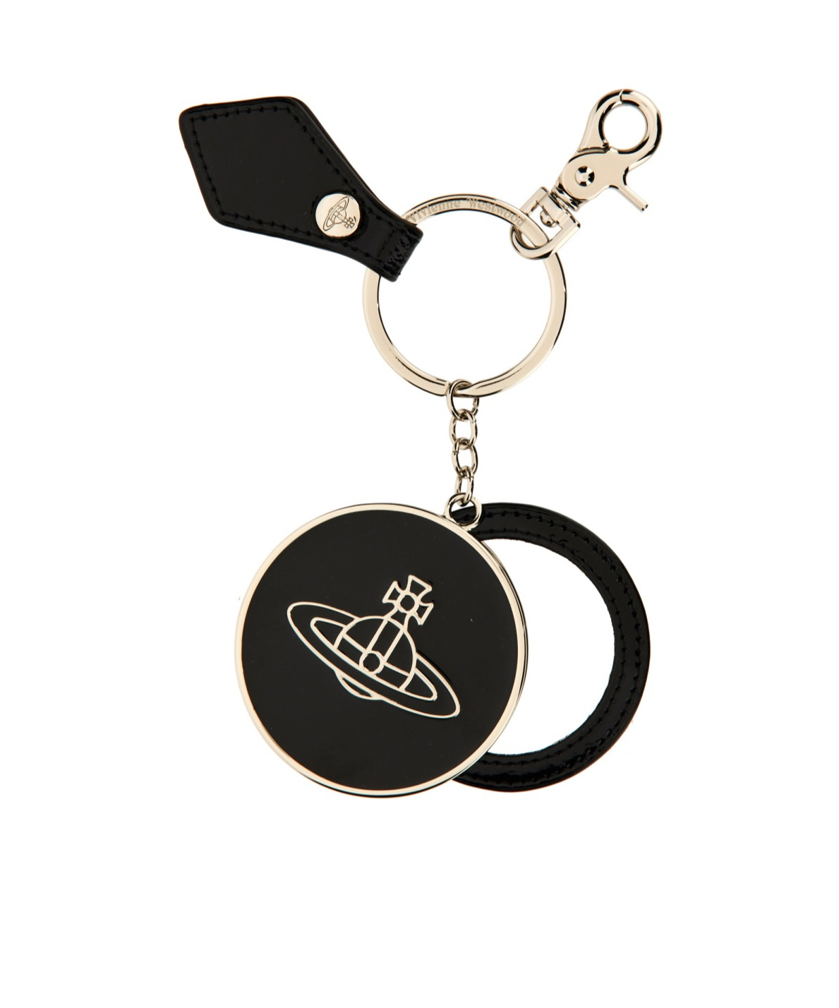 Vivienne Westwood Orb Logo-plaque Patent-leather Keyring In Black