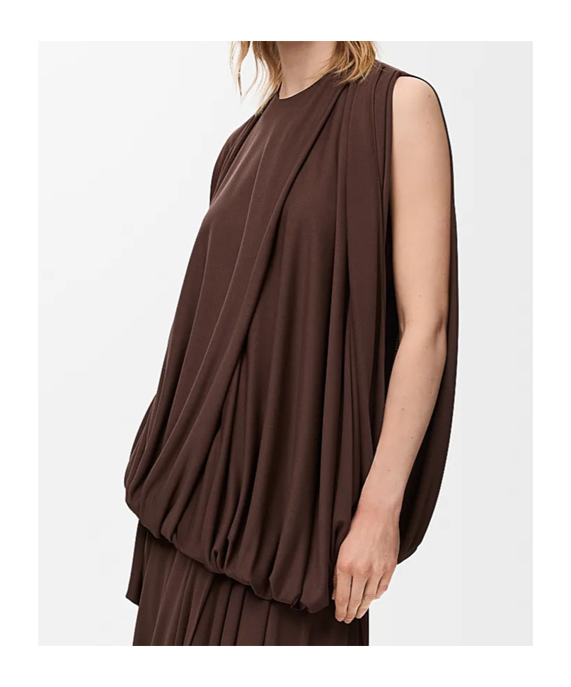 Loewe Asymmetric Draped Jersey Top In Brown