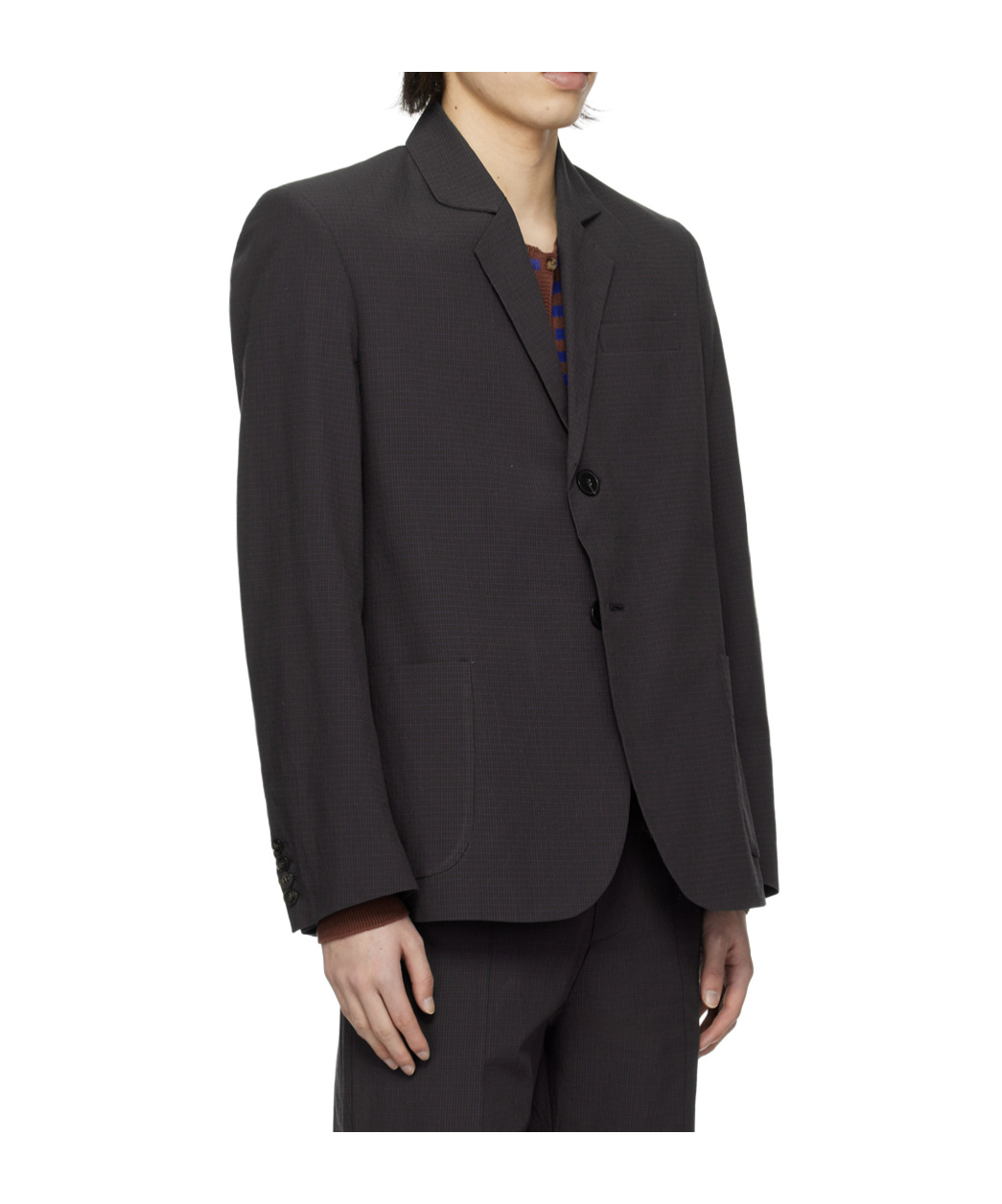 Edward Cuming Striped Suit Jacket In Black