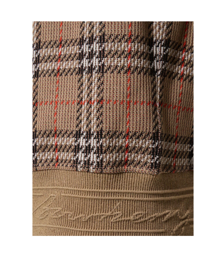 Shop Burberry Check Jacquard Crewneck Sweater