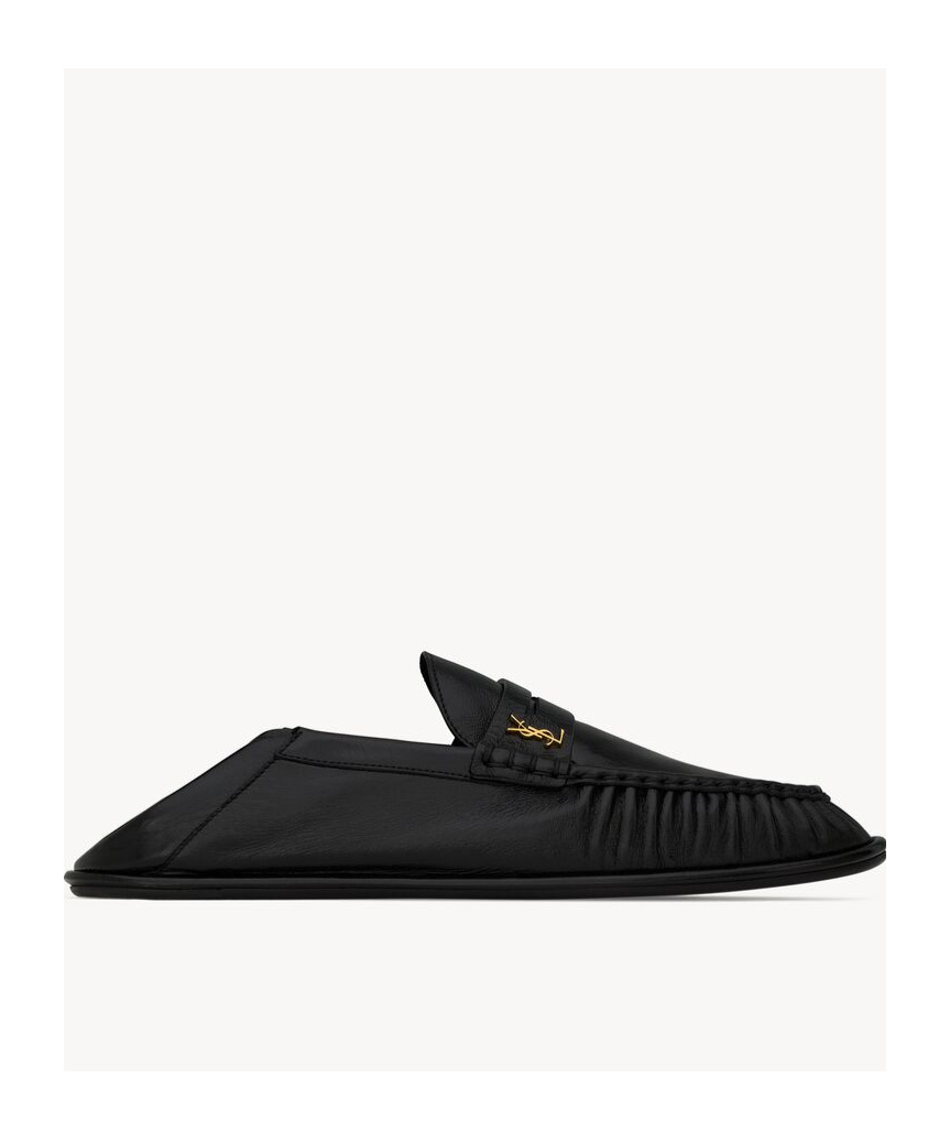 Shop Saint Laurent Le Loafer Penny Slippers In Smooth Leather In Black