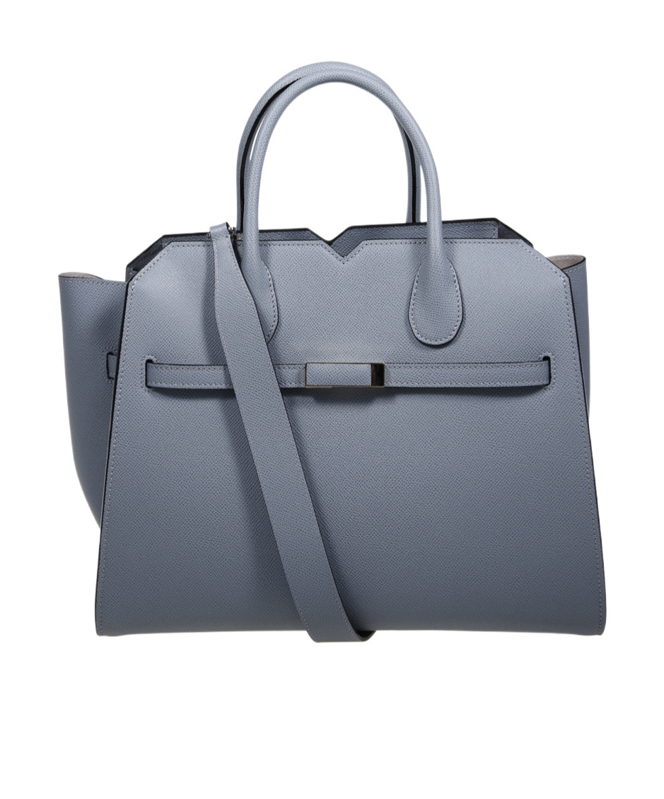 Valextra Milano Medium Dual-handle Shoulder Bag In Gray