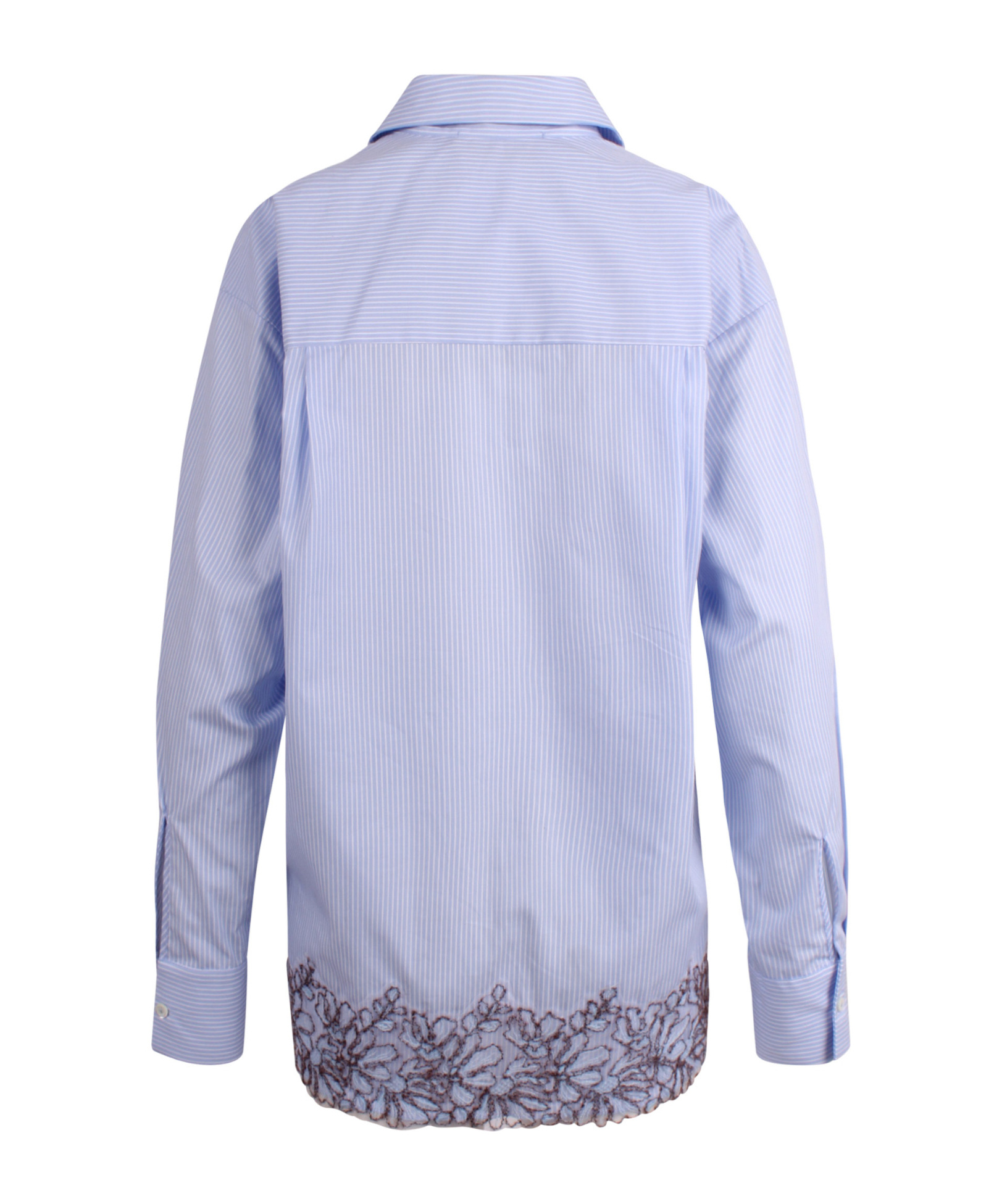 Ermanno Firenze Pinstriped Shirt With Embroidery In Blue