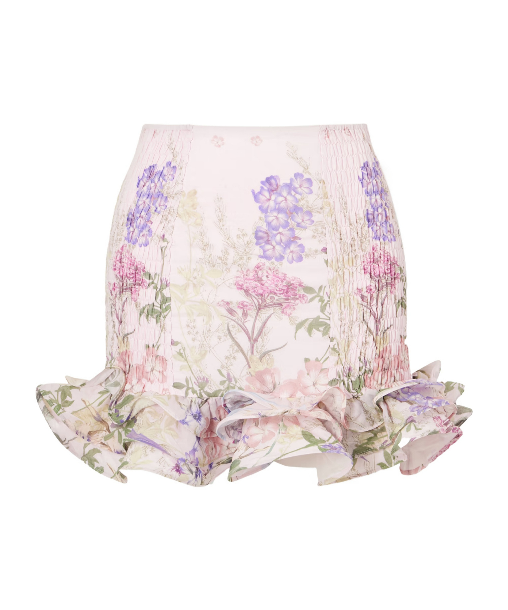 Charo Ruiz Floral Ruffled Cotton-blend Mini Skirt In White