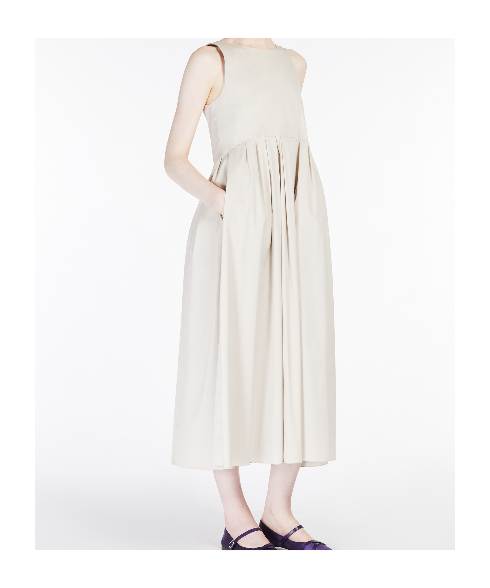 Max Mara Abito Smanicato In Popeline In White