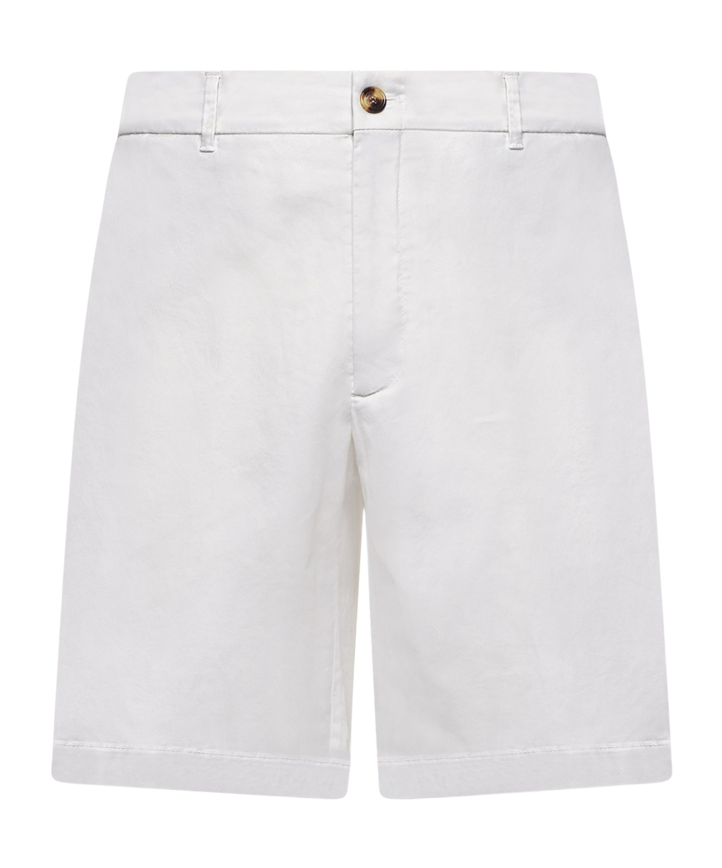 Brunello Cucinelli Men Garment-dyed Bermuda Shorts In Twisted Cotton Gabardine In White