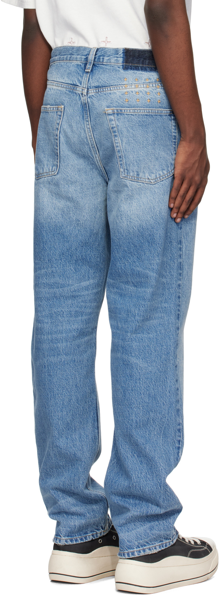 Shop Ksubi Denim Trousers With Belt Loops In Blue