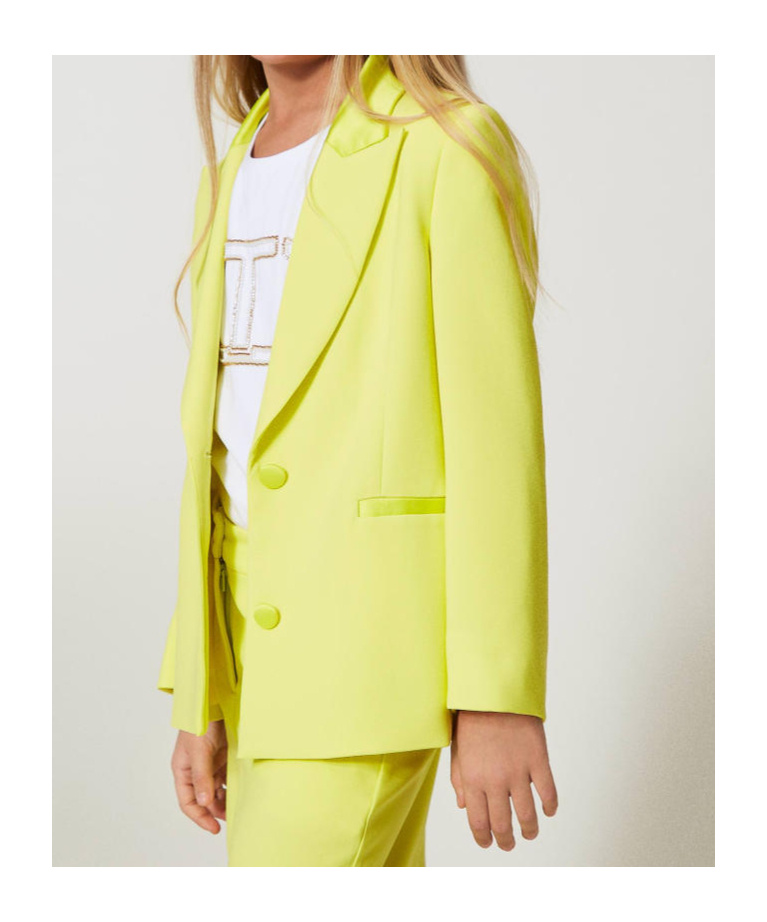 Twinset Crepe And Satin Blazer In Yellow