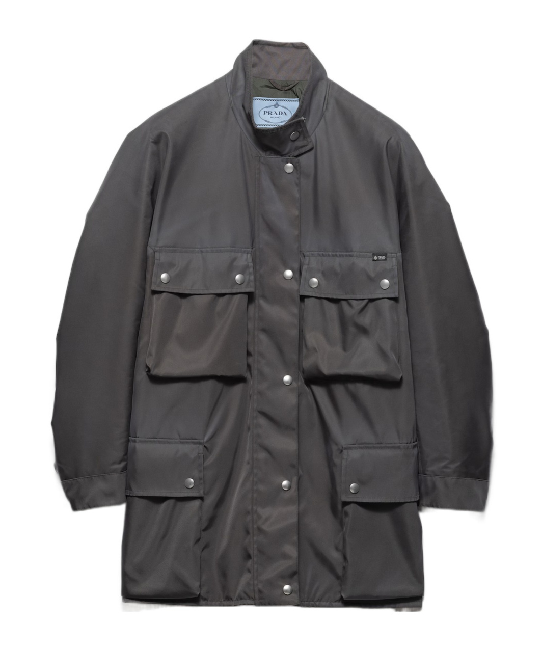 Prada Grey Recycled Polyamide Jacket In Gray