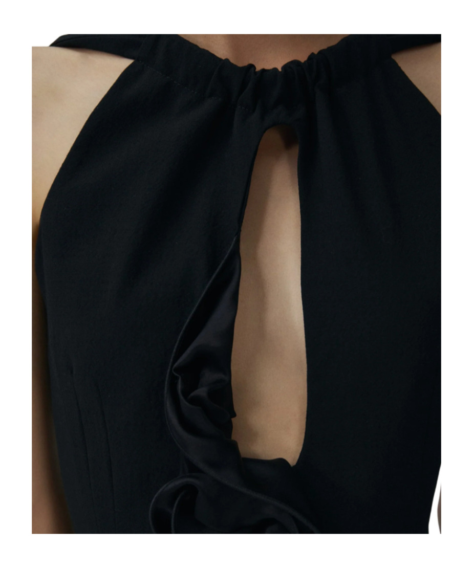Magda Butrym Wool Midi Dress With Keyhole Opening In Black