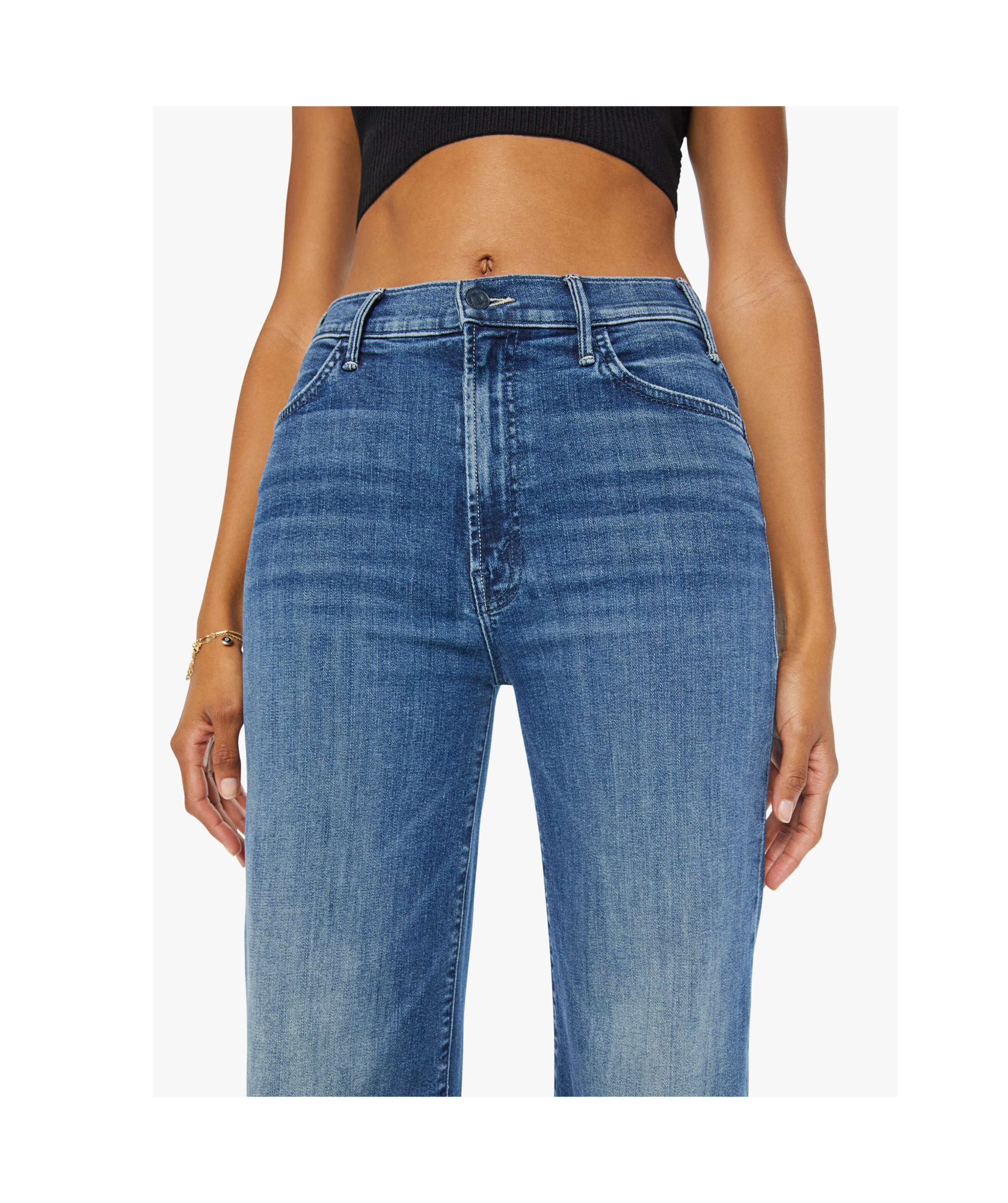 Mother The Ditcher Roller Sneak Jeans In Blue