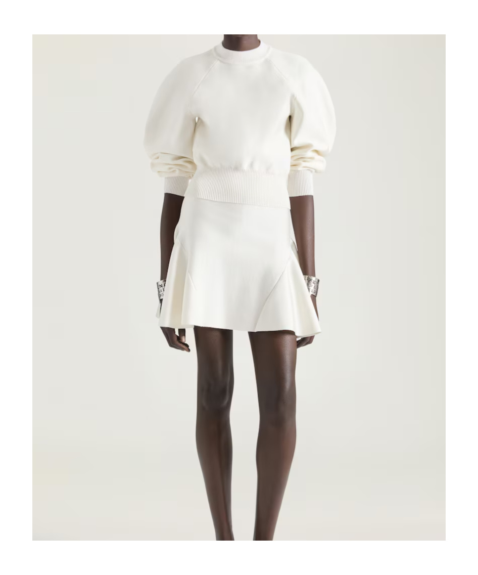 Givenchy Flared Mini Skirt In Wool Viscose In White