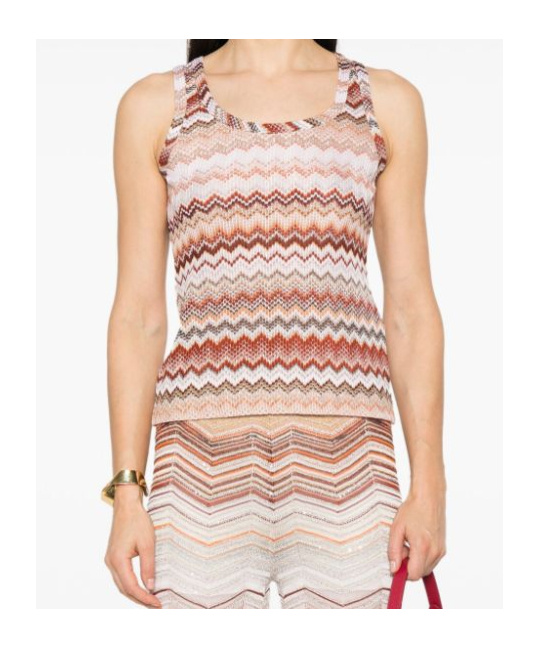 Shop Missoni Zigzag-pattern Tank Top In Pink