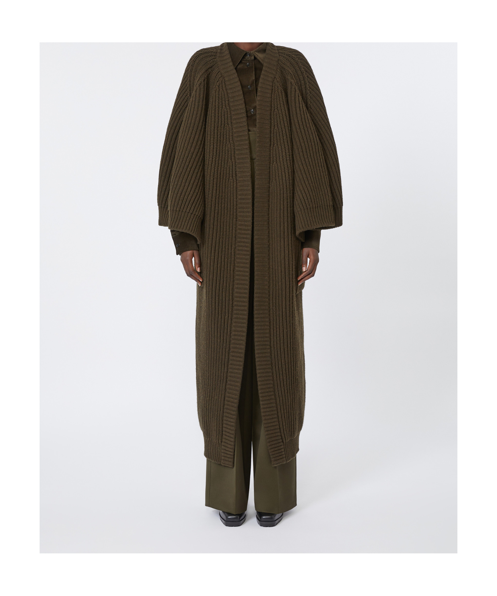 Max Mara Wool And Cashmere Wrap Cardigan In Green