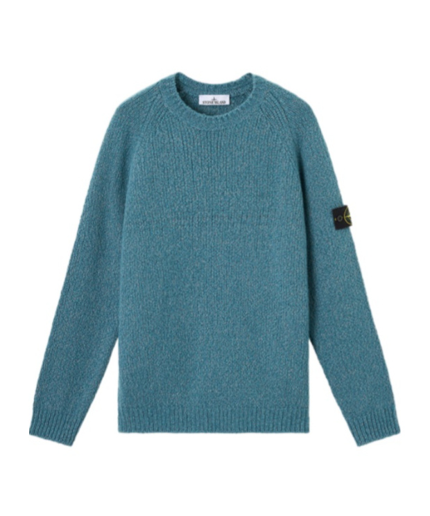 Stone Island Crewneck Sweater With Raglan Sleeves In Blue