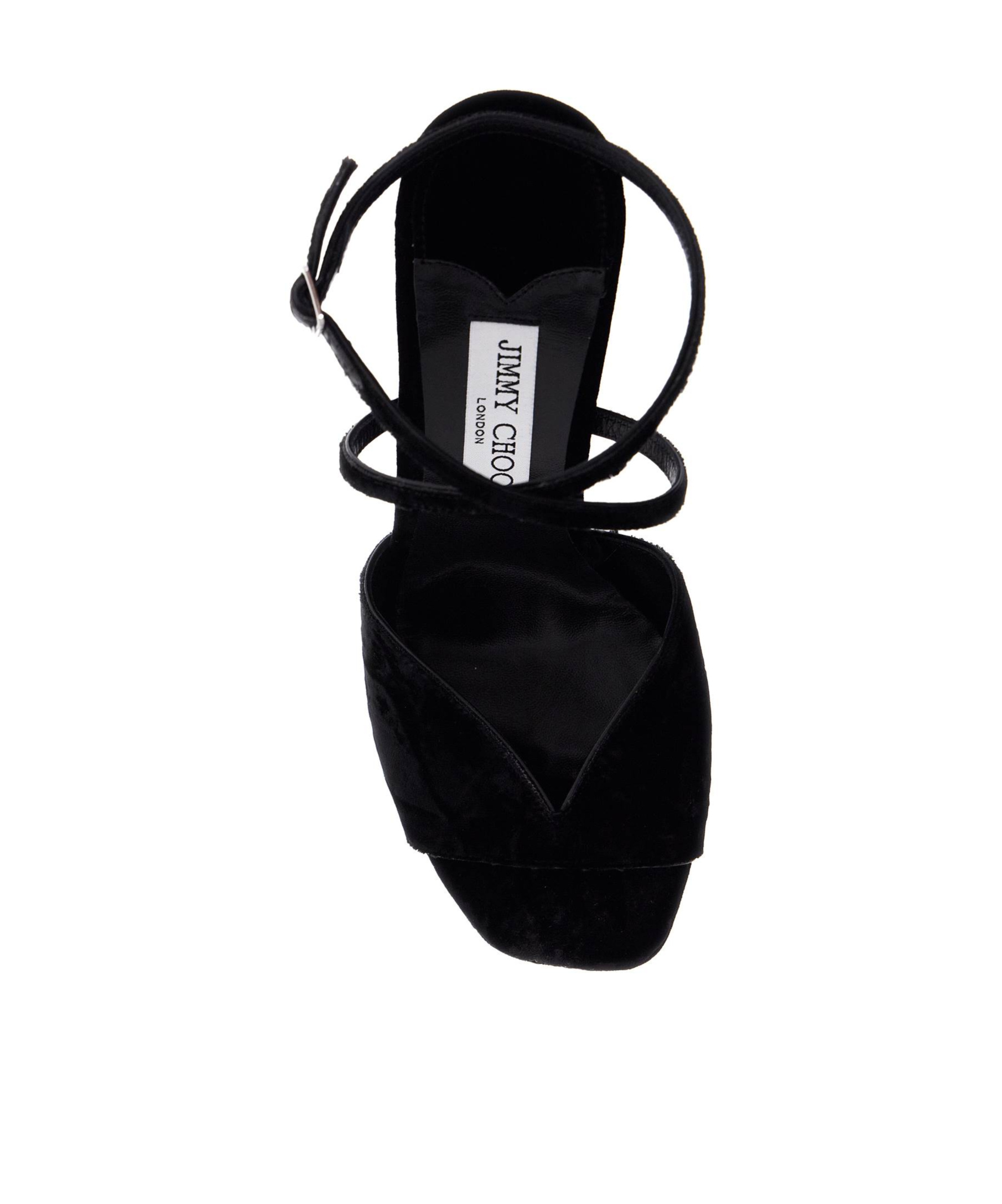 Jimmy Choo Karli 125 Velvet Platform Sandals In Black