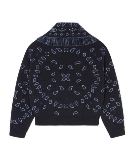 Alanui Fringe Detailing Bomber Jacquard Bandana In Blue