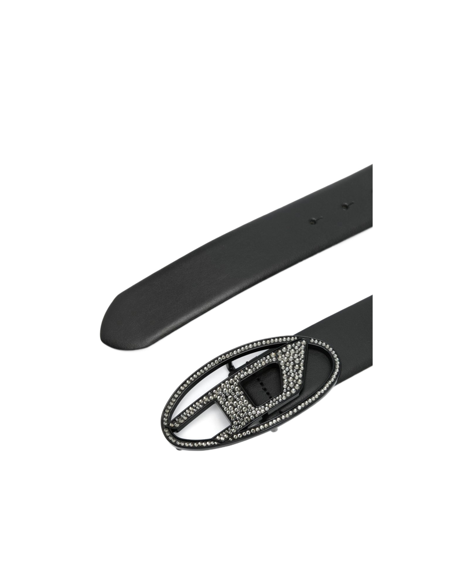 Diesel Embellished D-logo Buckle Belt In Black