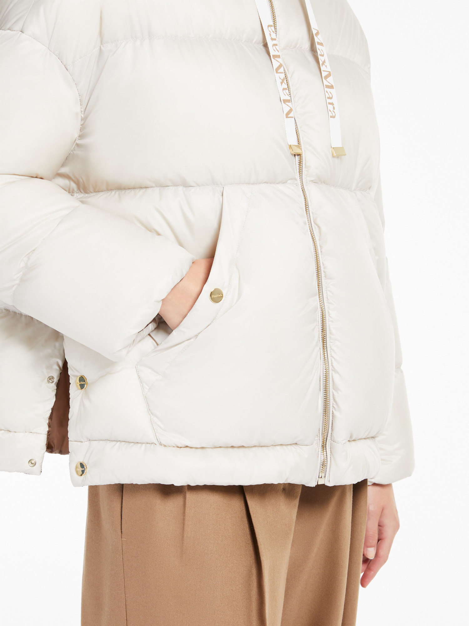 Max Mara Long-sleeved Down Jacket In White