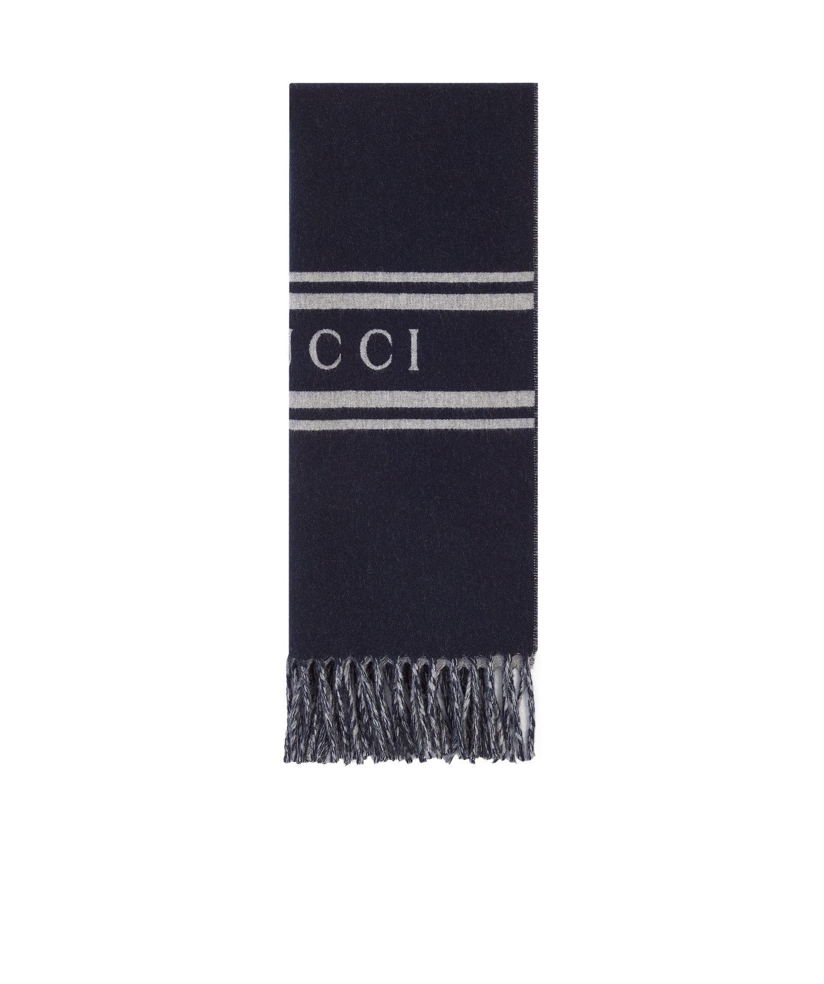 Gucci Fringed Scarf In Blue