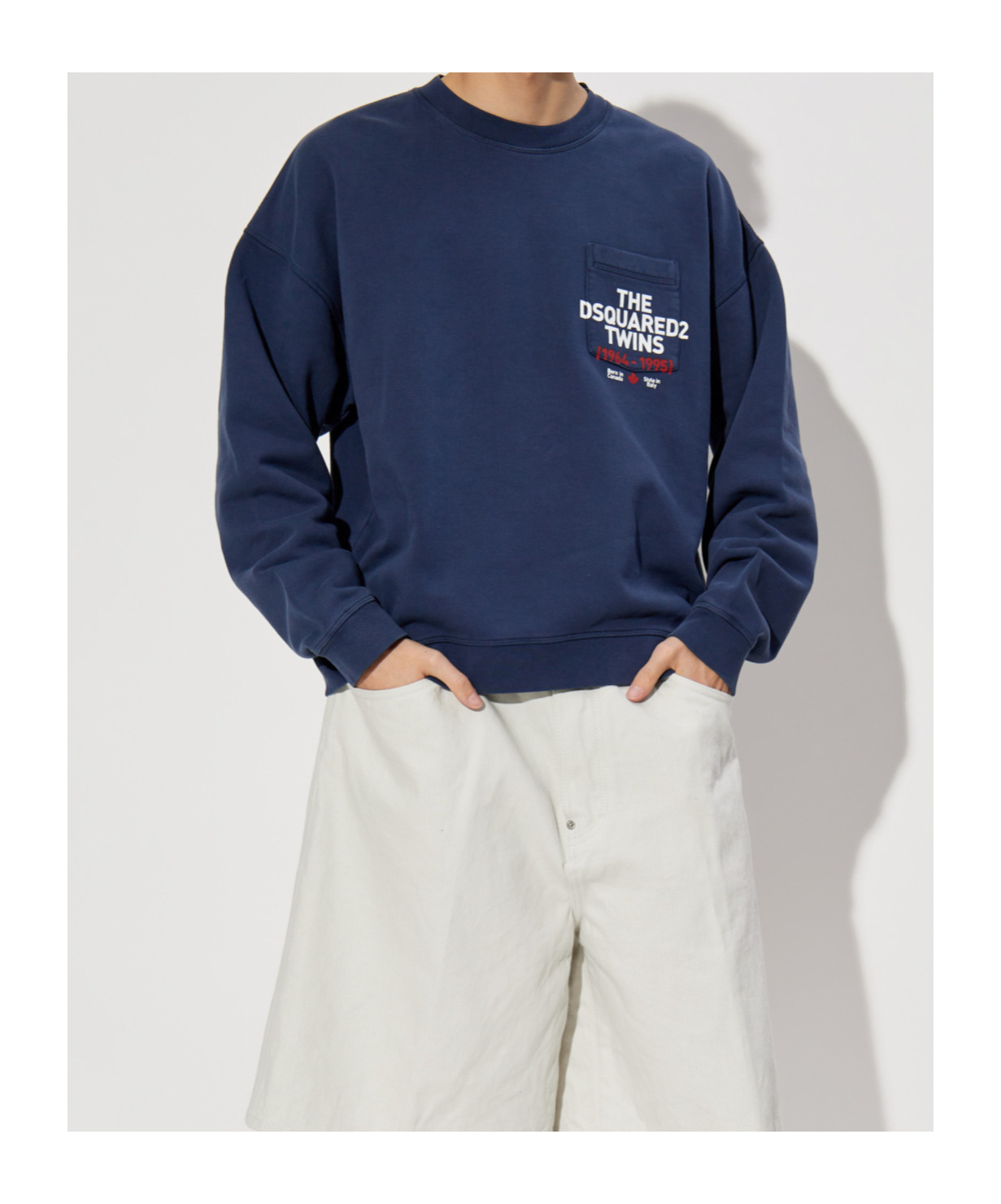 Dsquared2 Men's Round Neck Sweater With Front Pocket In Blue