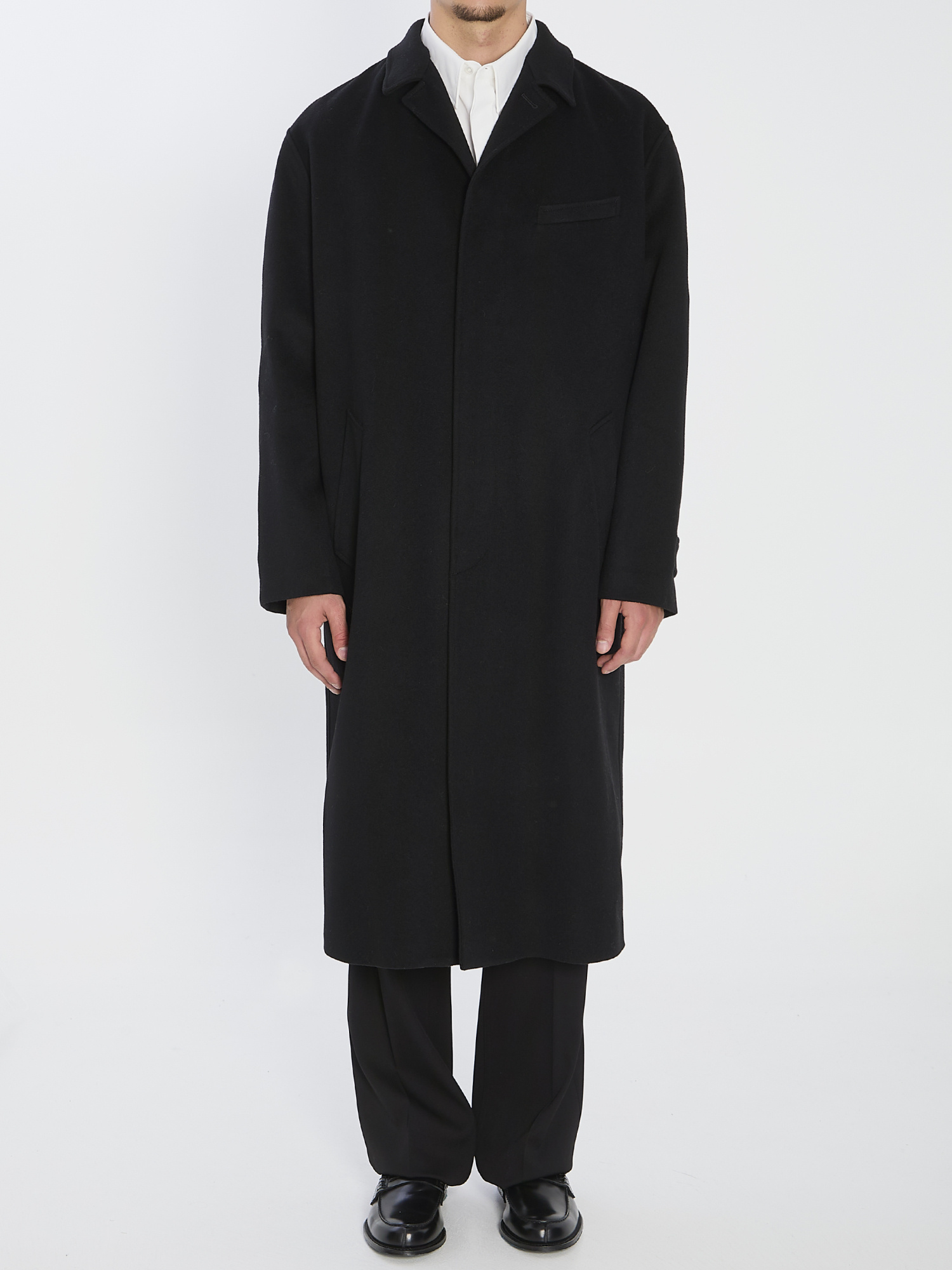 Celine Mac Coat In Wool Cloth In Black