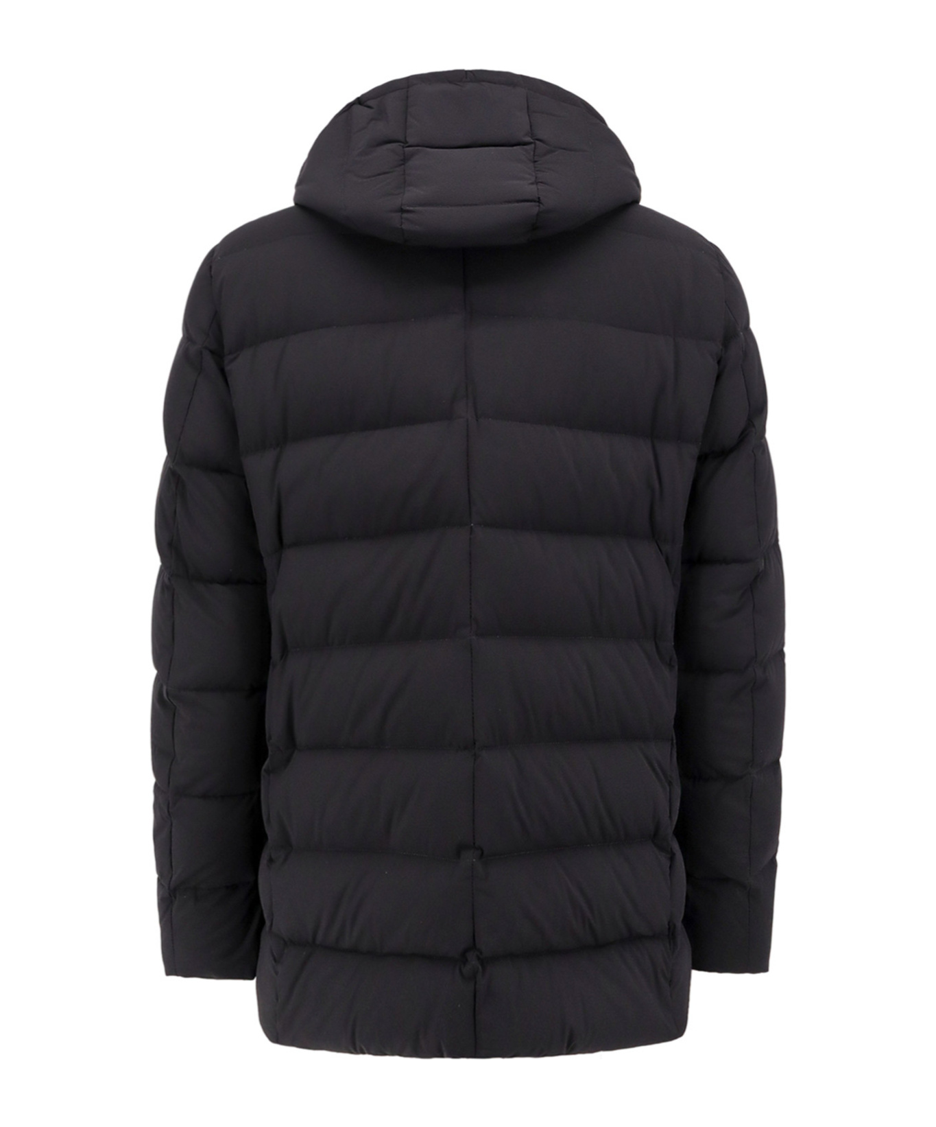 Moorer Double-breasted Hooded Quilted Down Jacket In Black