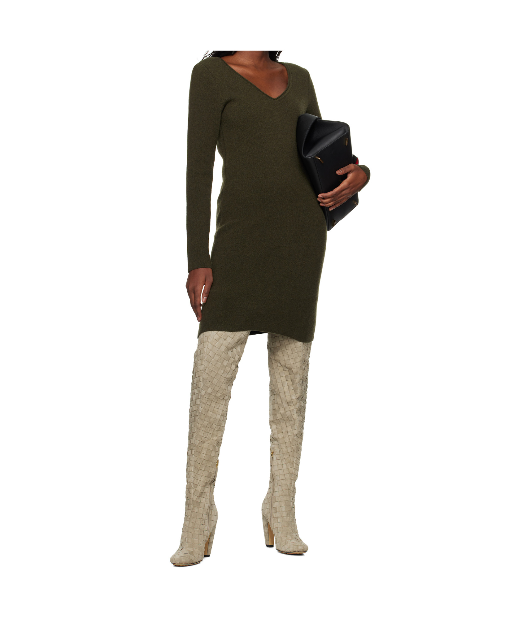 Ferragamo Long-sleeved Dress In Black