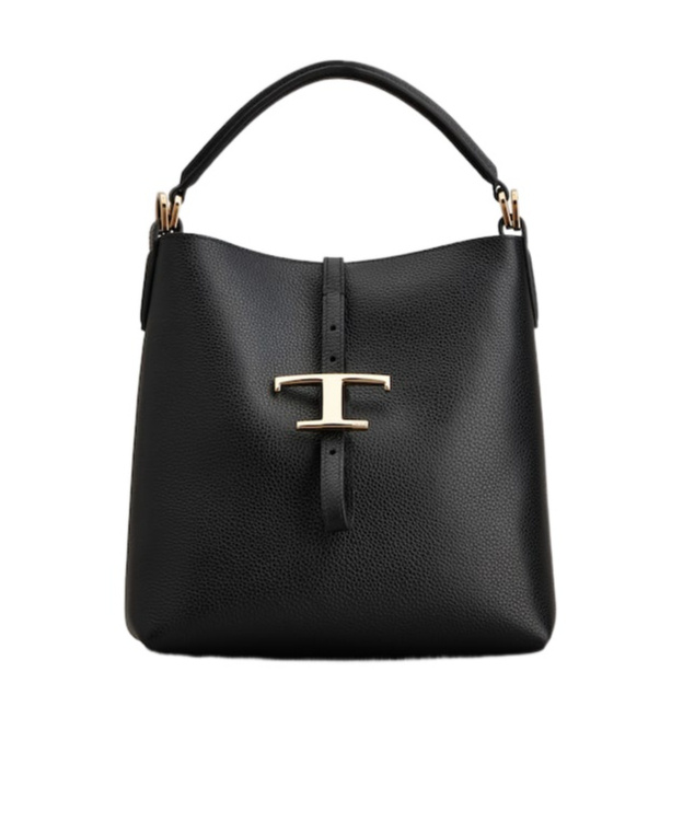 Tod's T Timeless Bucket Bag In Leather Mini In Black