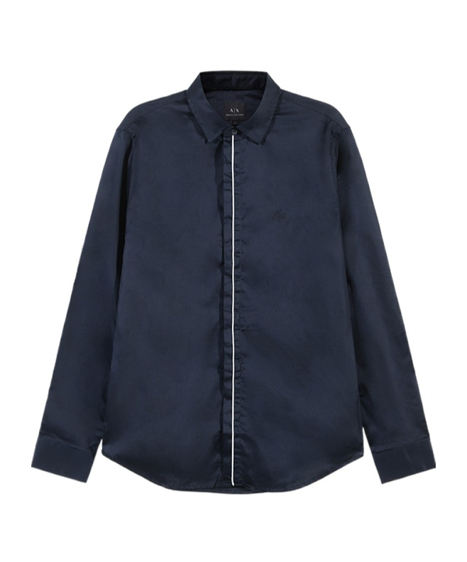 Armani Exchange Logo-embroidered Shirt In Navy Blue