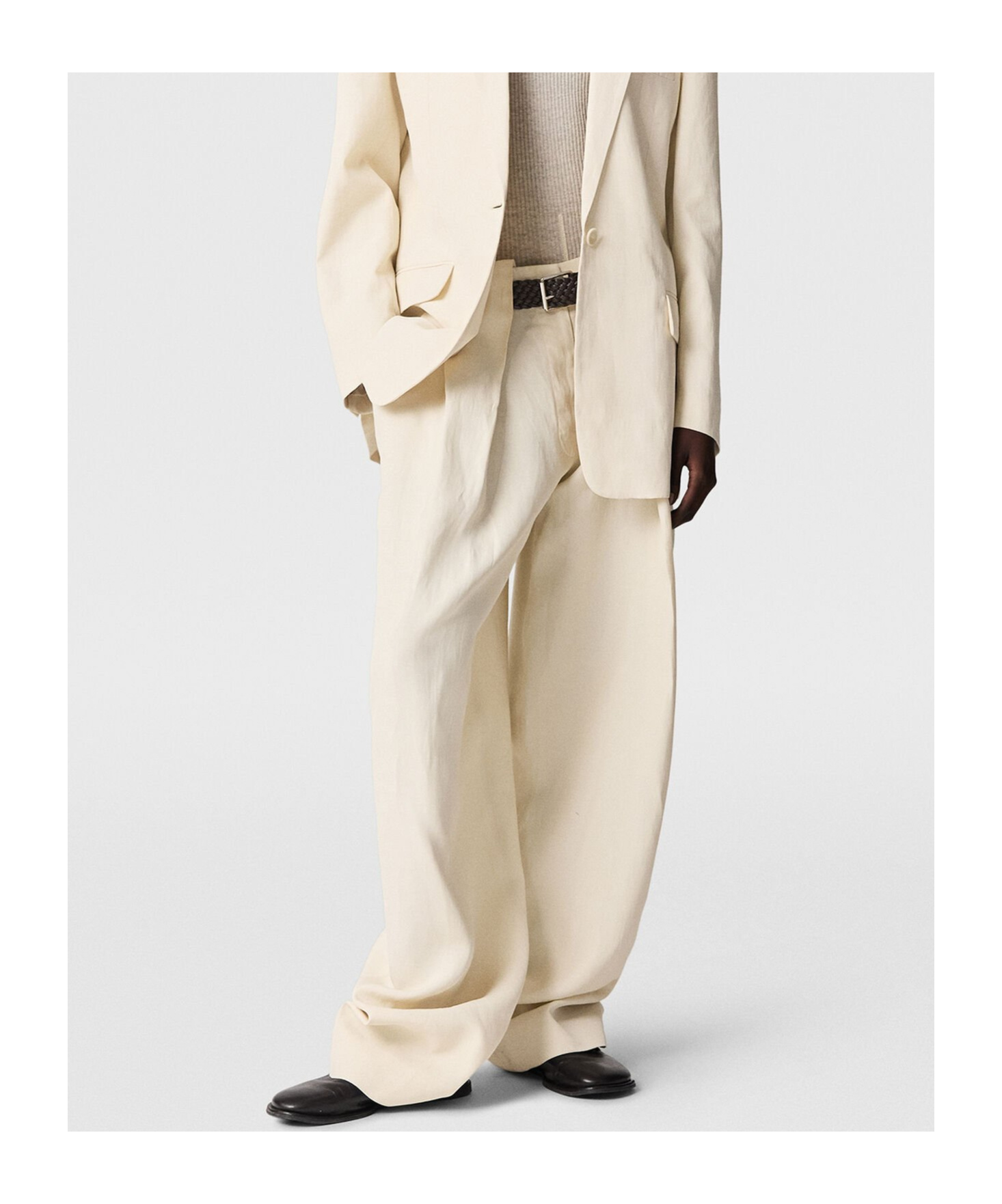 Stella Mccartney High-waisted Pleated Trousers In Cream