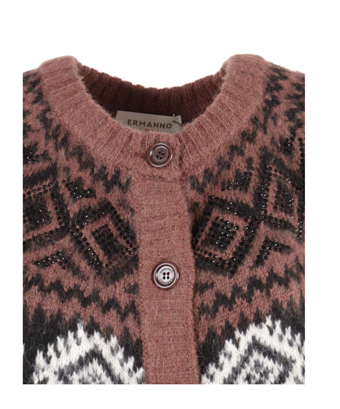 Ermanno Scervino Soft White Alpaca Blend Cardigan With Button-down Front In Brown