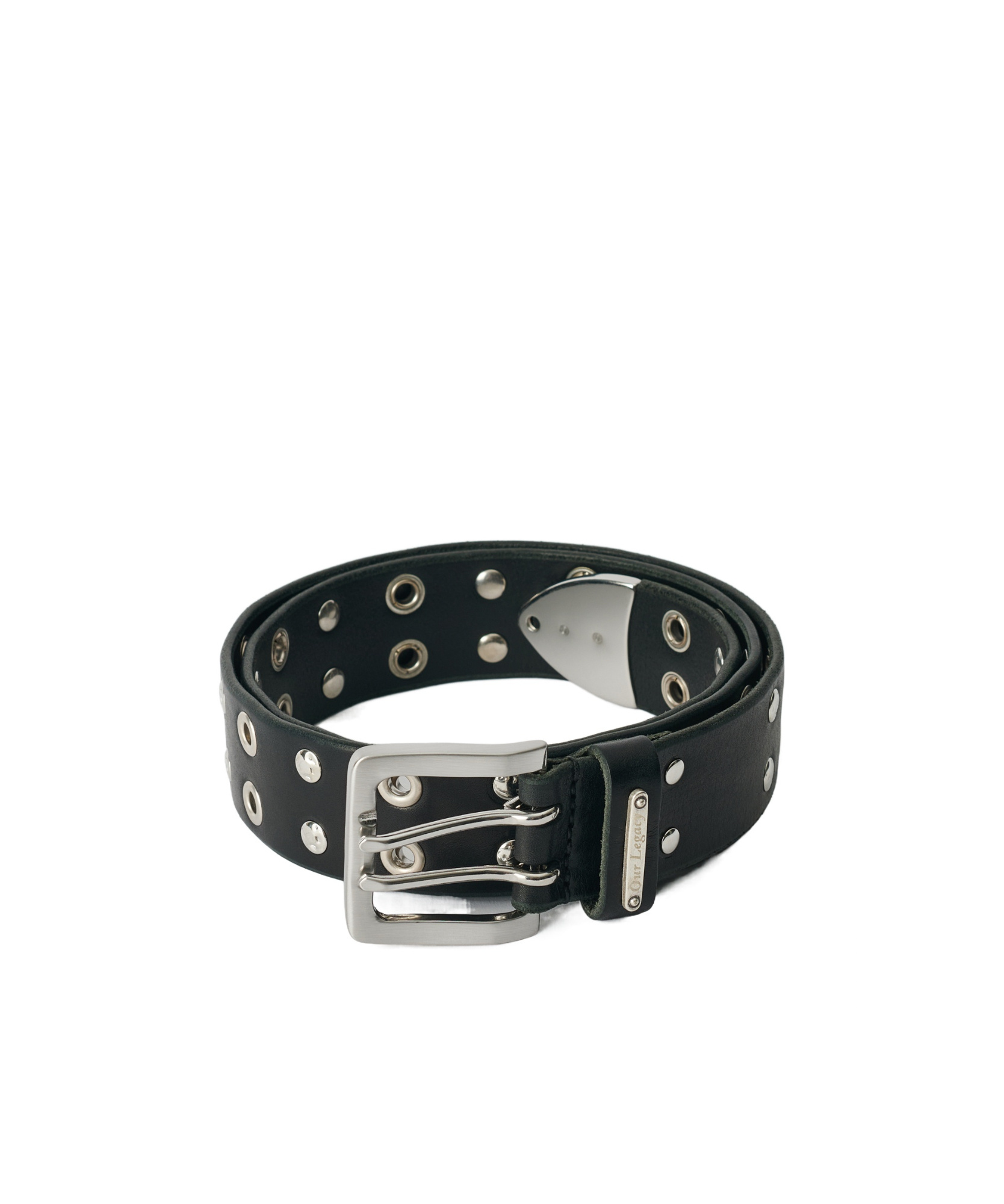 Our Legacy Studded Double Tongue Belt In Black