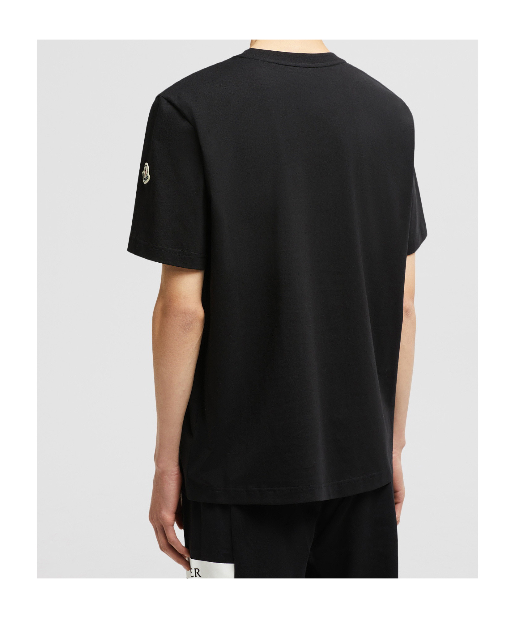 Moncler Men's Cotton T-shirt With Rubberised Logo In Black