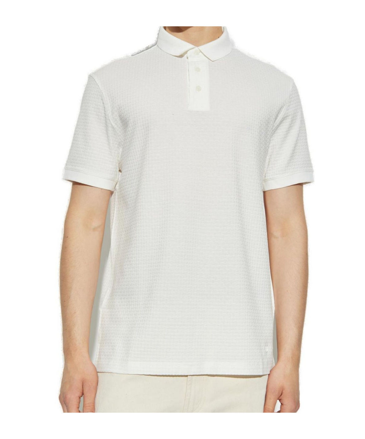 Emporio Armani Logo Embroidered Short-sleeved Polo Shirt In White