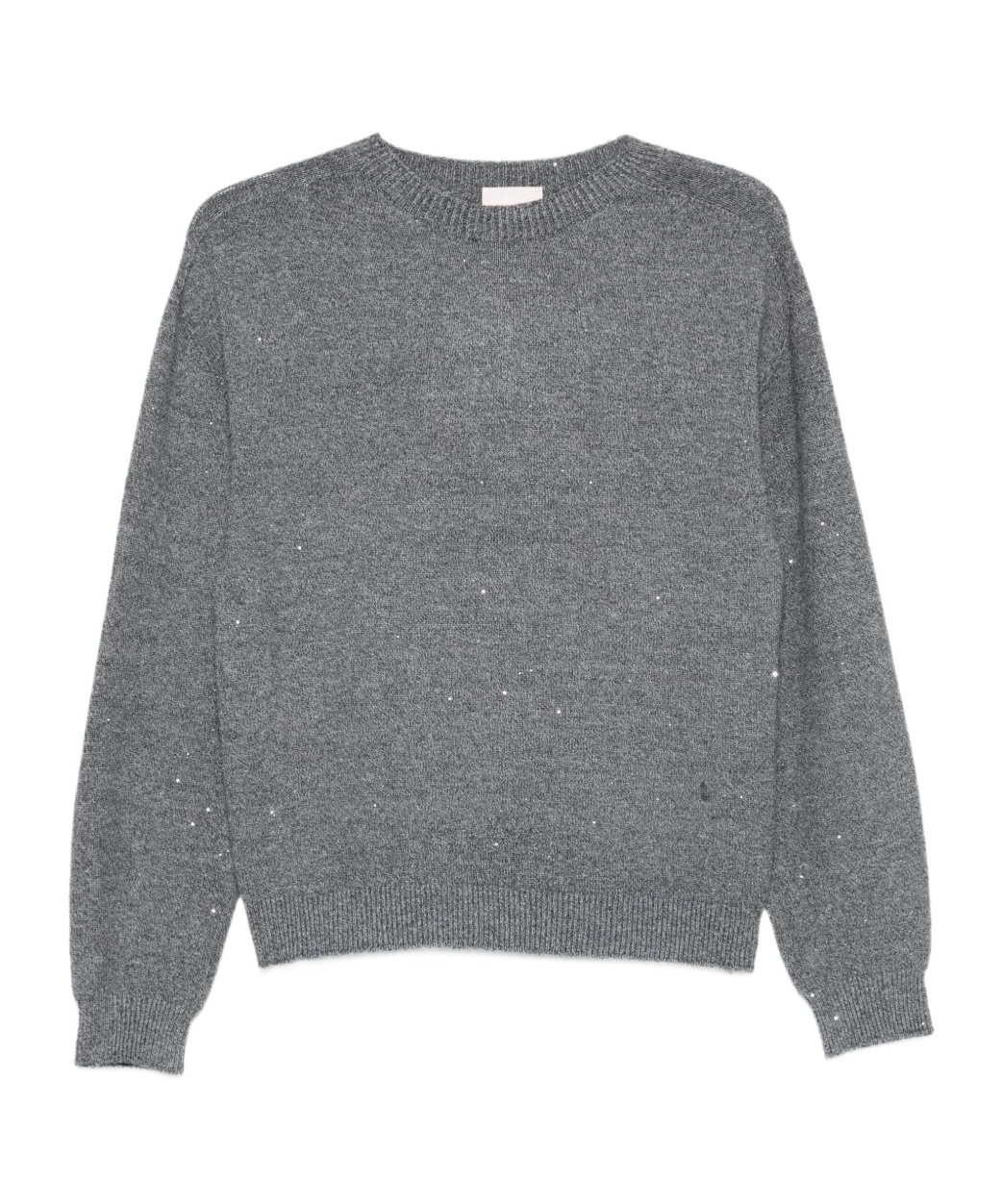 Liu •jo Sequined Crewneck Knitwear Metallic Detail In Gray
