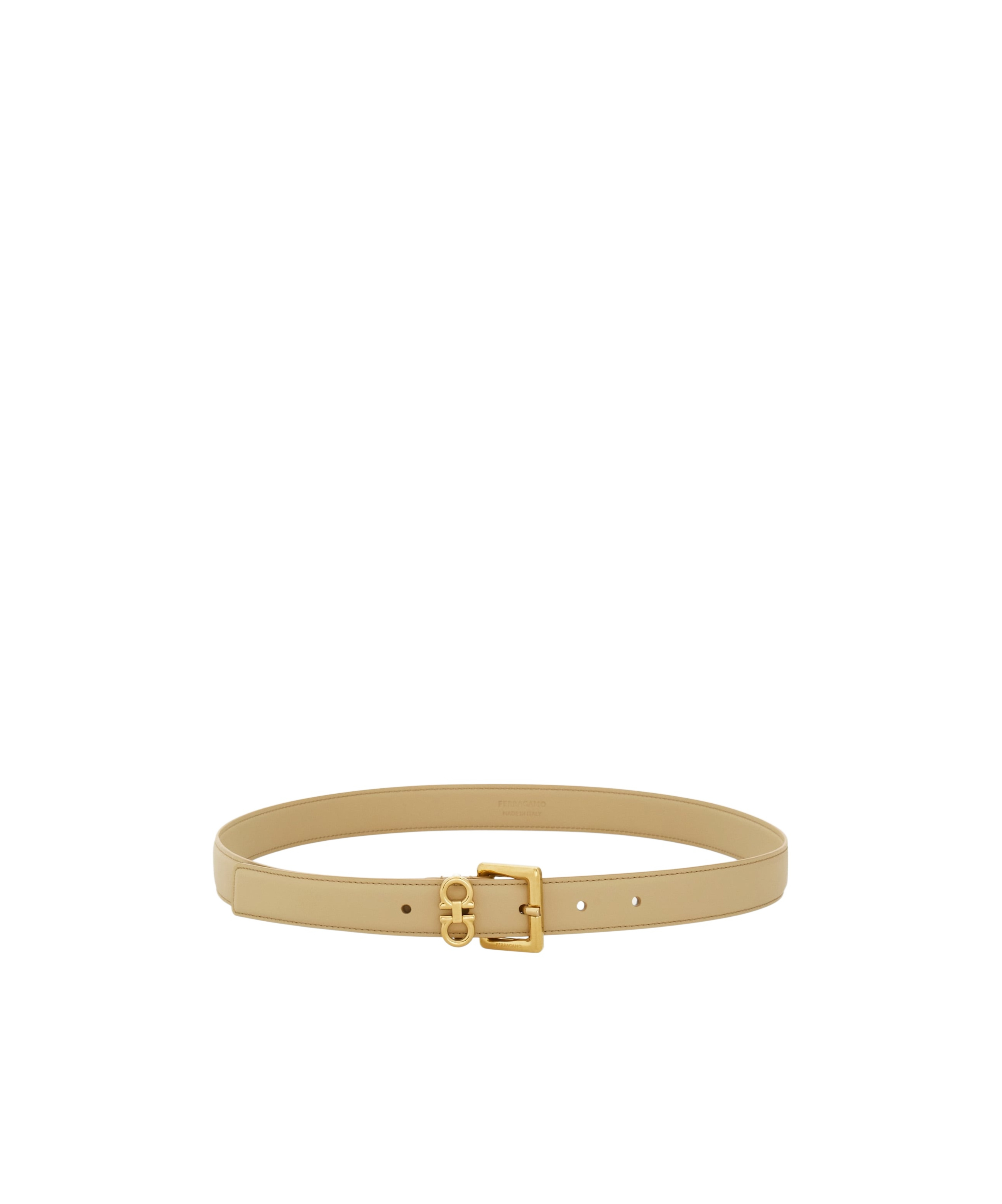 Ferragamo Double Gancini Buckle-fastened Belt In Gold